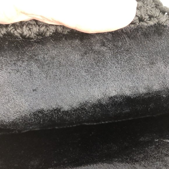 VTG 70s Black Macrame Purse Bag Round Handles Wood Beads Boho Handmade Retro - Picture 11 of 11